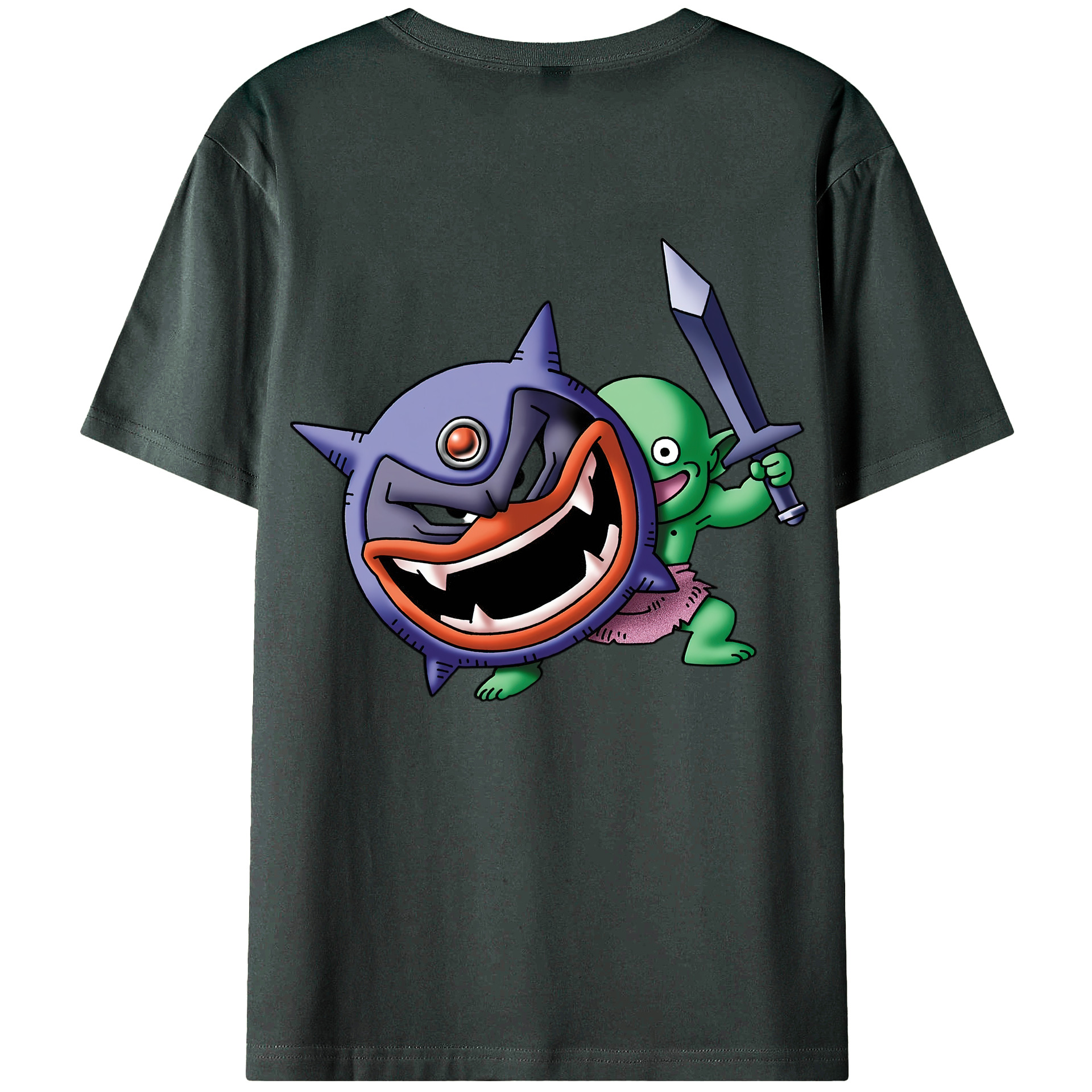 （画像用） ドラゴンクエスト Doragon Kuesuto Dragon Quest 綿100％ メンズ半袖Tシャツ（バックプリント） 通気性